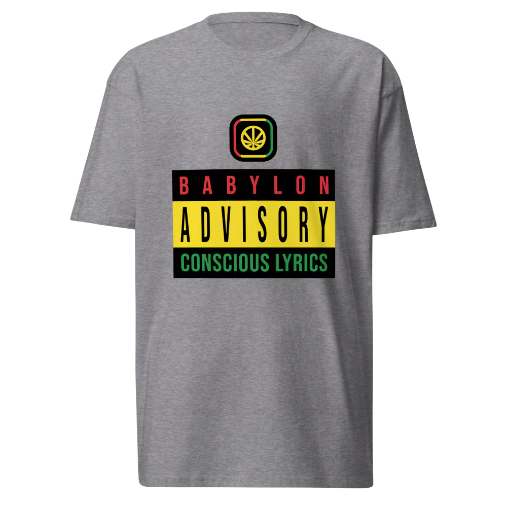 roots.farm® Men's Premium Heavyweight Tee "Babylon Advisory: Conscious Lyrics