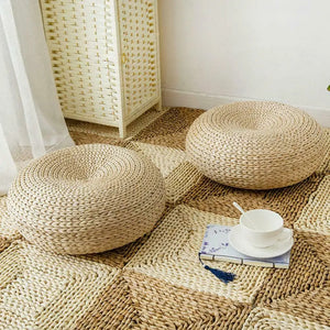 Round Straw Tatami Meditation Cushion - ROOTS FARM