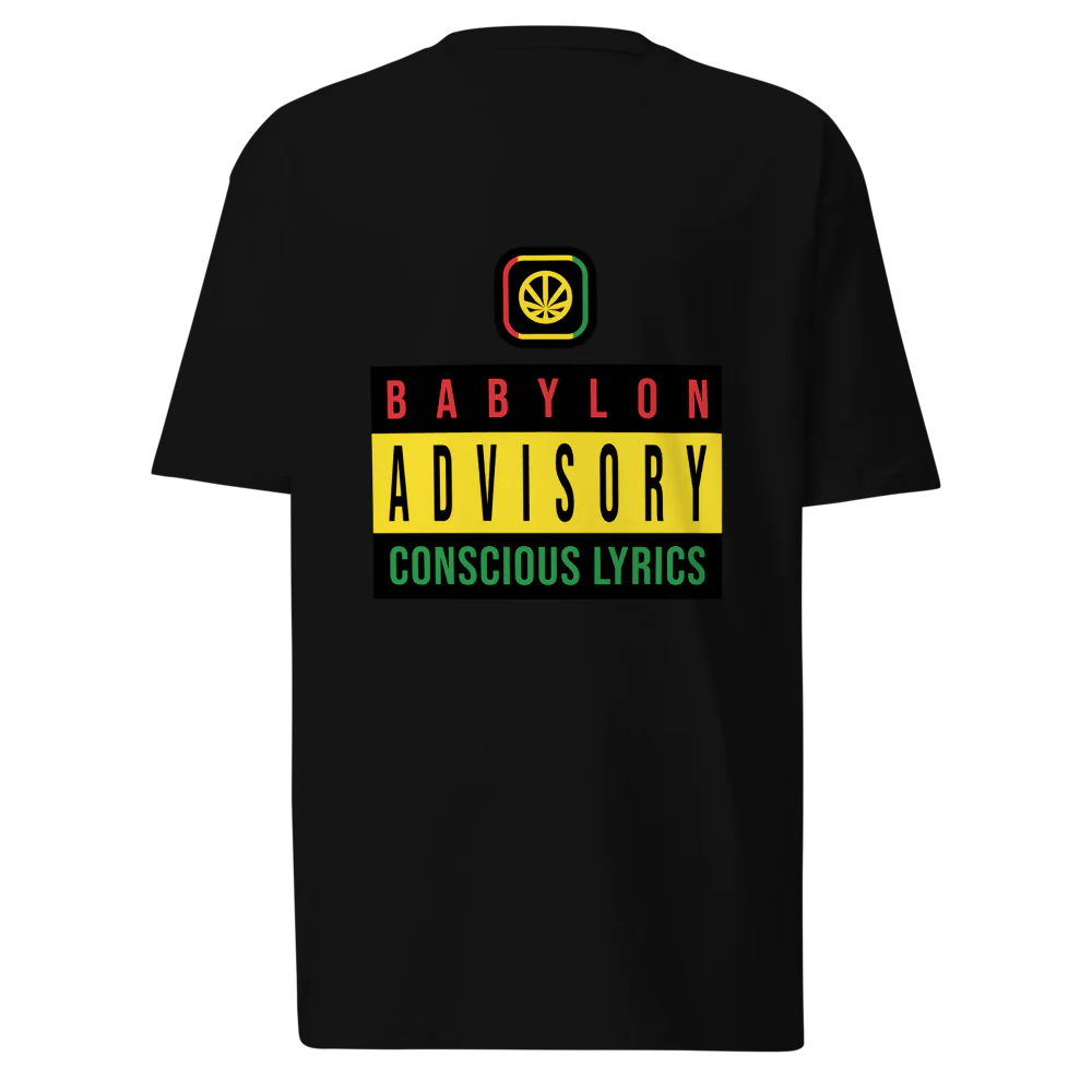 roots.farm® Men's Premium Heavyweight Tee "Babylon Advisory: Conscious Lyrics