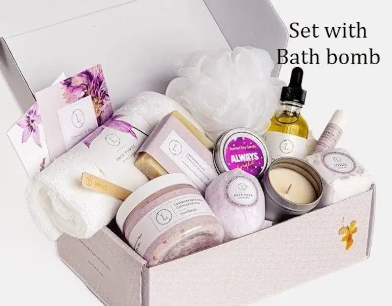 All Natural Lavender Gift Box with Bath Bomb and Shower Steamer - bath & body products