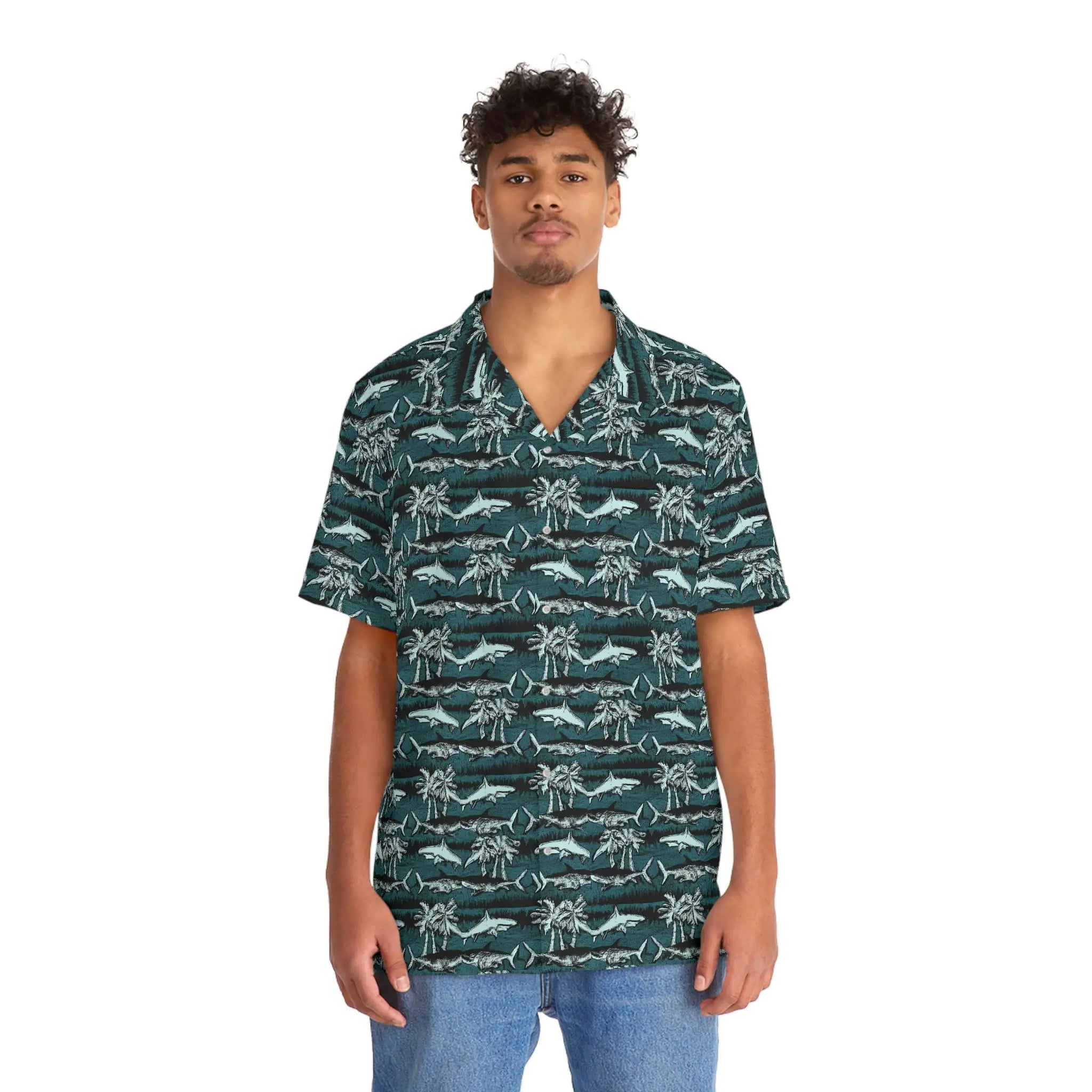 Men's Vintage Chalk Shark Hawaiian Shirt