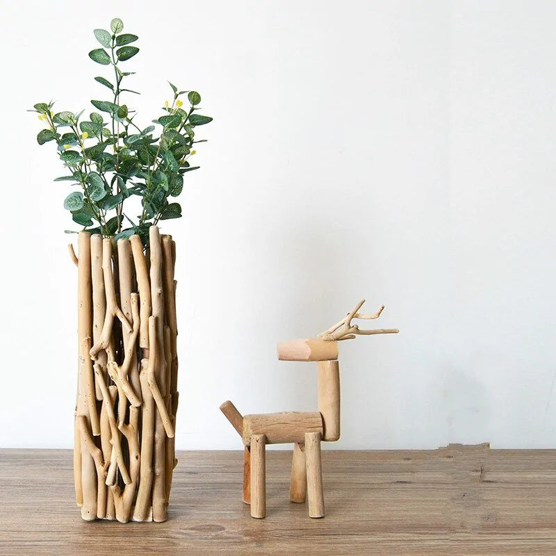 Handmade Solid Wood Geometric Vase