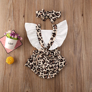 2020 Baby Girl Leopard Jumpsuit Set with Headband - ROOTS FARM