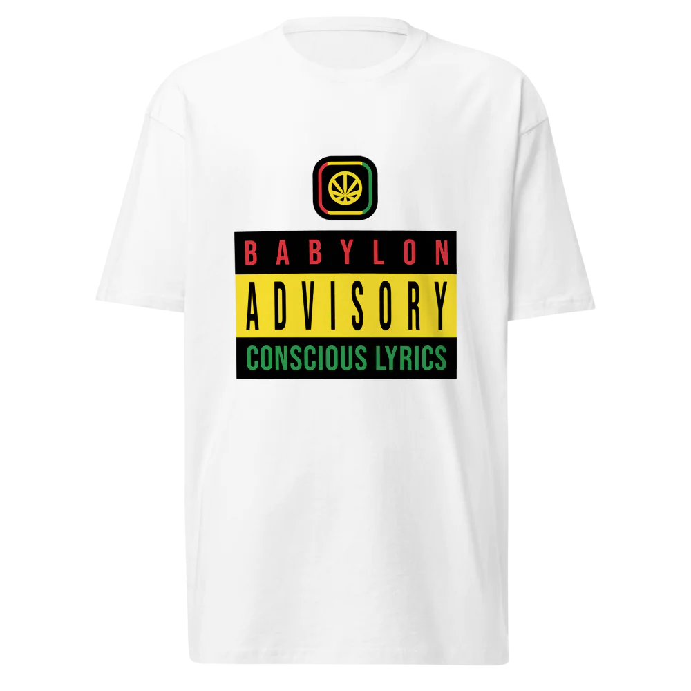 roots.farm® Men's Premium Heavyweight Tee "Babylon Advisory: Conscious Lyrics