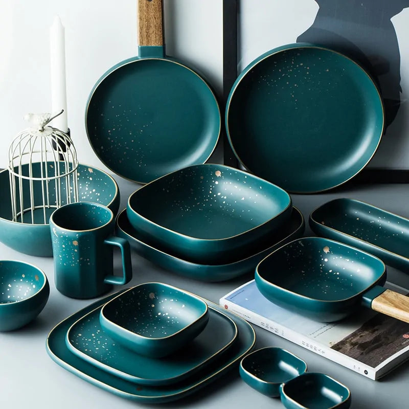 Retro Green Nordic Ceramic Tableware Set - ROOTS FARM