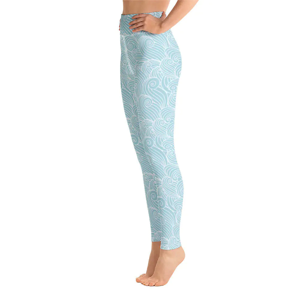 Women's Blue Ocean Swirl Yoga Leggings