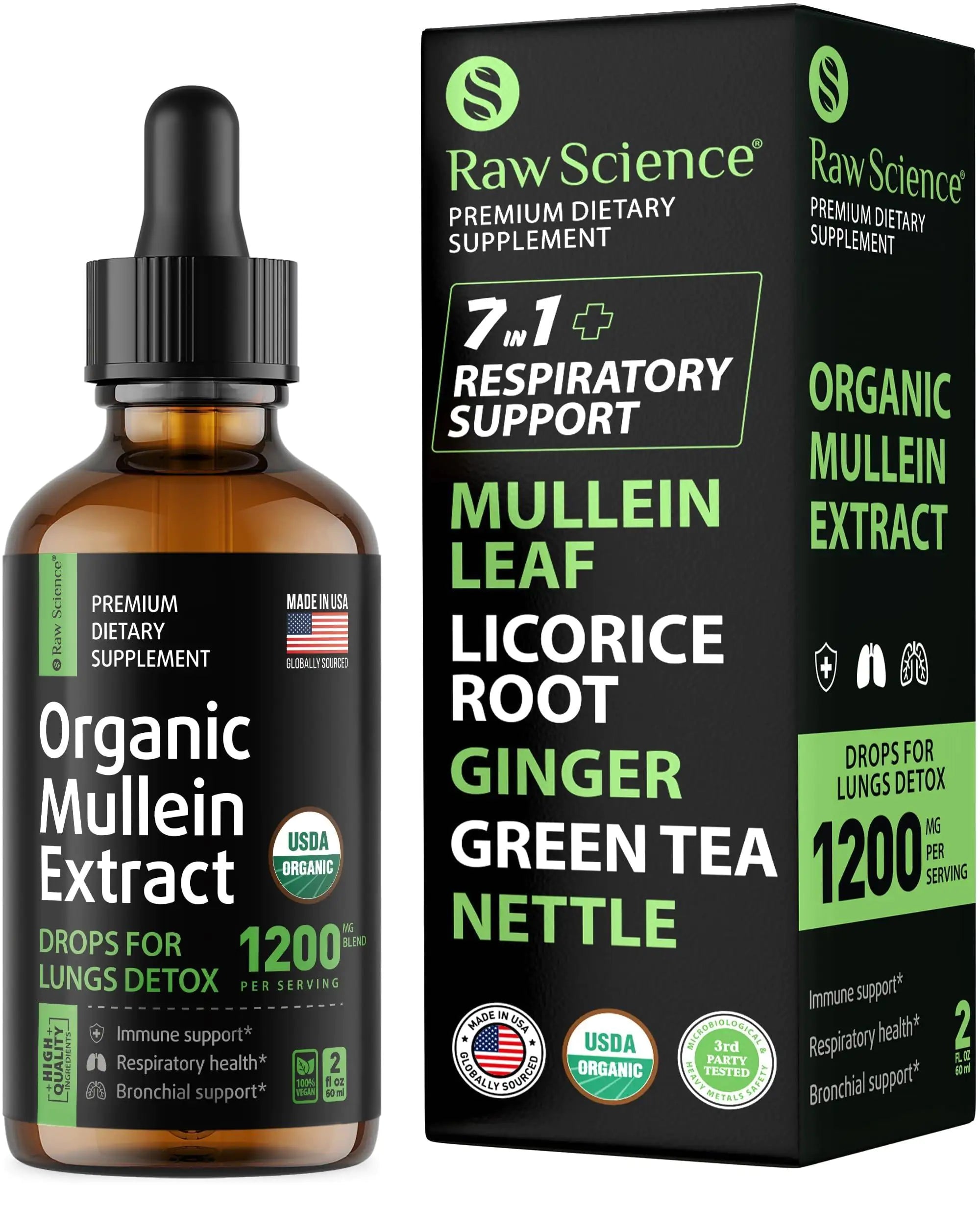 Organic Mullein Extract Drops – 2oz for Respiratory Support, Lung Health & Mucus Relief