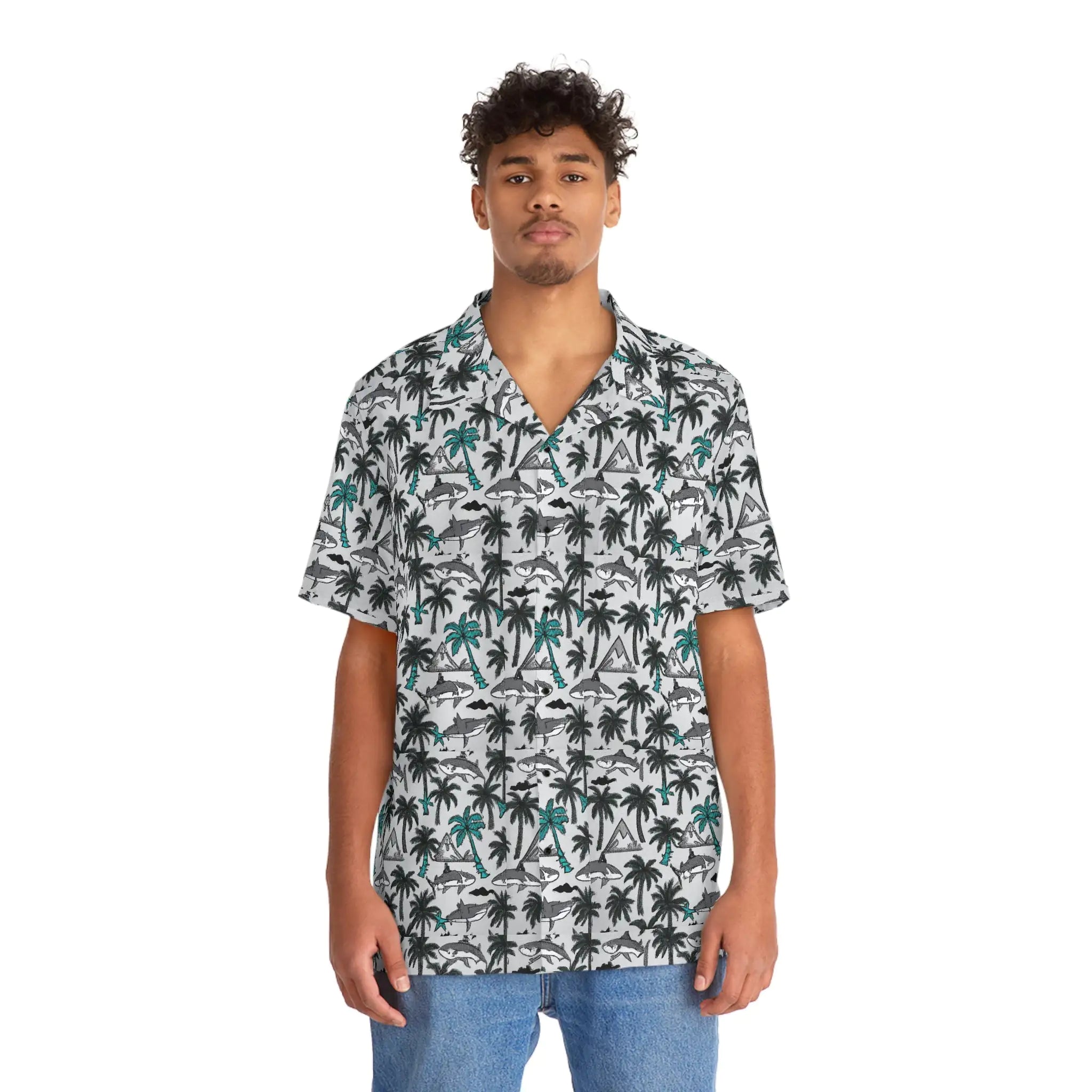 Men's Shark Infested Palms Hawaiian Shirt