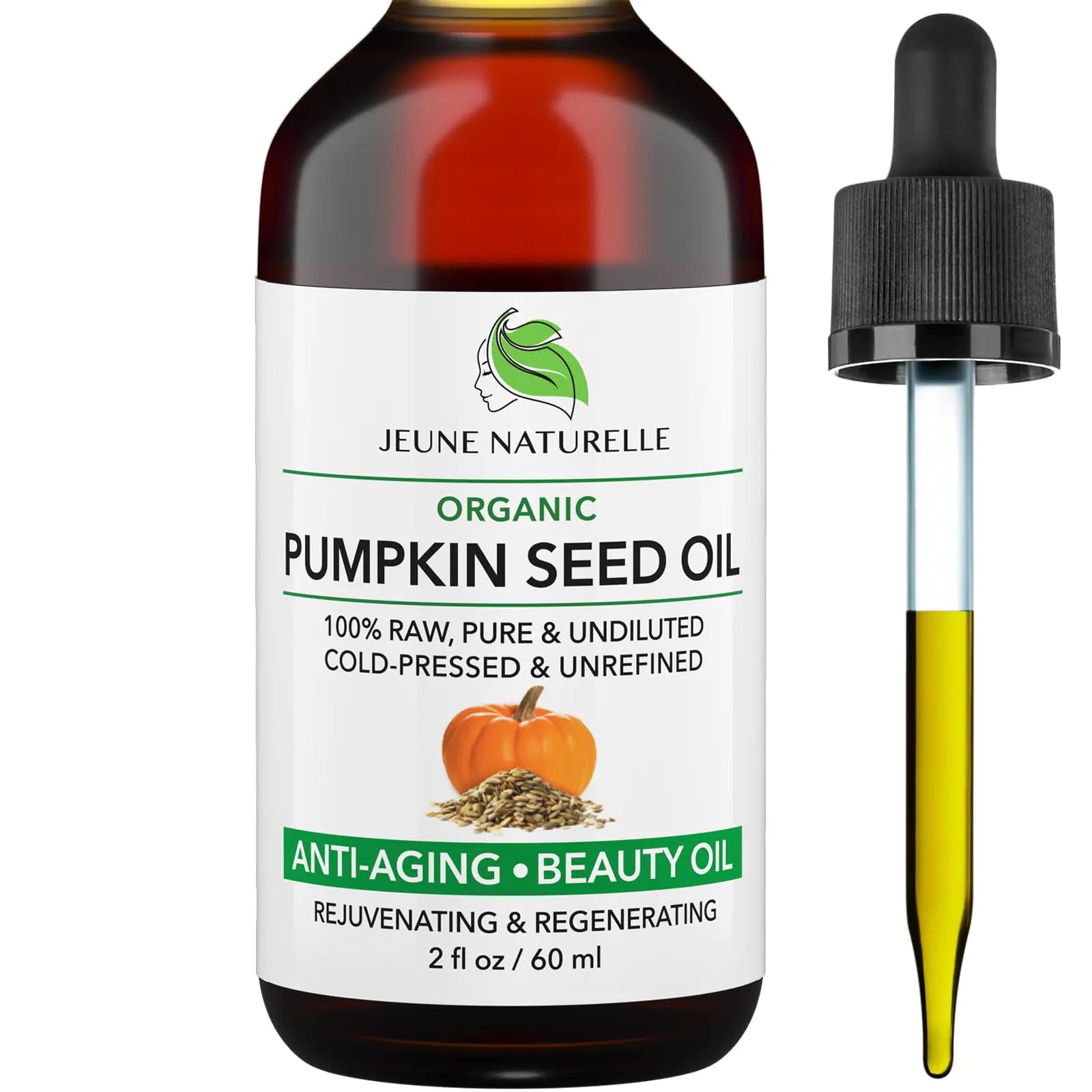 Organic Pumpkin Seed Oil - 100% Pure, RAW, Cold-Pressed | Anti-Aging, Wrinkle Repair, Hair Growth, & Travel-Friendly