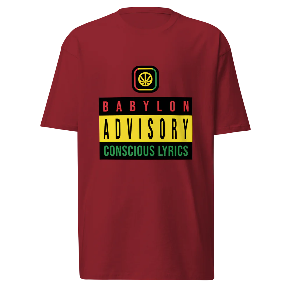 roots.farm® Men's Premium Heavyweight Tee "Babylon Advisory: Conscious Lyrics