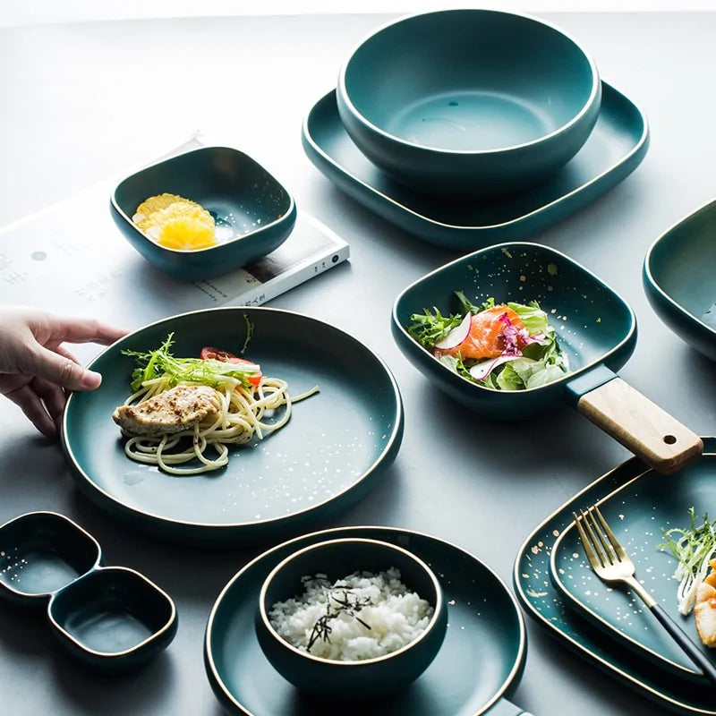 Retro Green Nordic Ceramic Tableware Set - ROOTS FARM